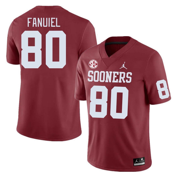 Men #80 Josh Fanuiel Oklahoma Sooners 2024 SEC Conference College Football Jerseys-Crimson